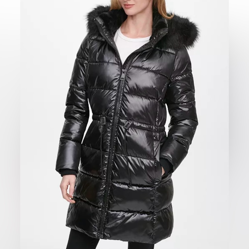 DKNY Women's Black Puffer Coat